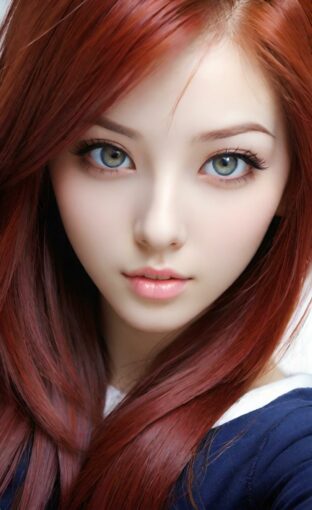 AI girl with red hair wallpaper