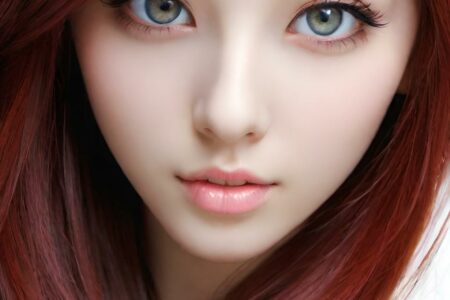AI girl with red hair wallpaper