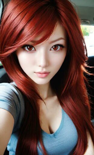 AI girl with red hair wallpaper