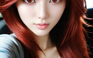 AI girl with red hair wallpaper