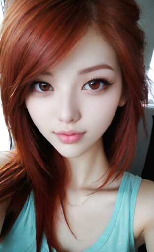 AI girl with red hair wallpaper