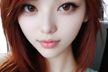 AI girl with red hair wallpaper