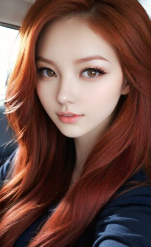 AI girl with red hair wallpaper