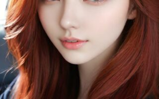 AI girl with red hair wallpaper
