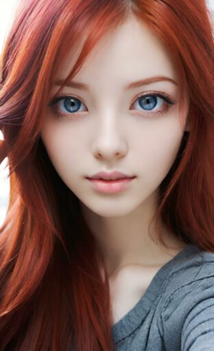 AI girl with red hair wallpaper