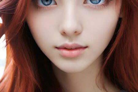 AI girl with red hair wallpaper
