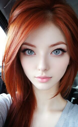 AI girl with red hair wallpaper