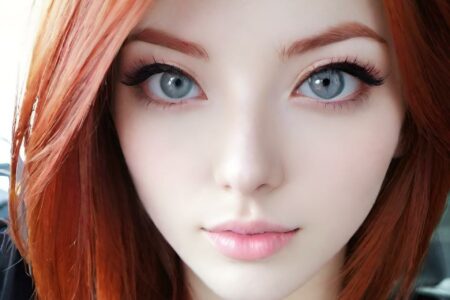AI girl with red hair wallpaper