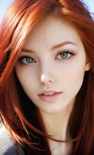 AI girl with red hair wallpaper