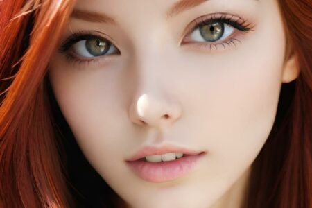 AI girl with red hair wallpaper