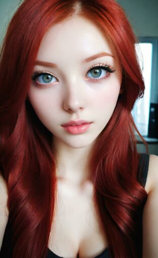 AI girl with red hair wallpaper