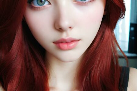 AI girl with red hair wallpaper