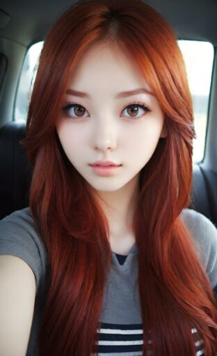 AI girl with red hair wallpaper