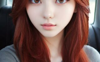 AI girl with red hair wallpaper