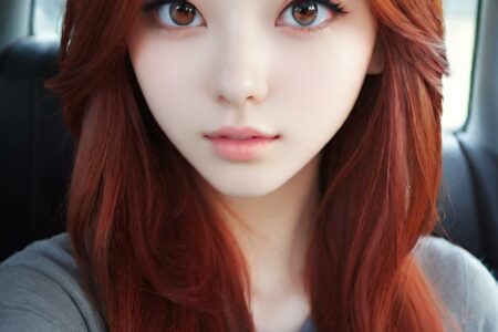 AI girl with red hair wallpaper