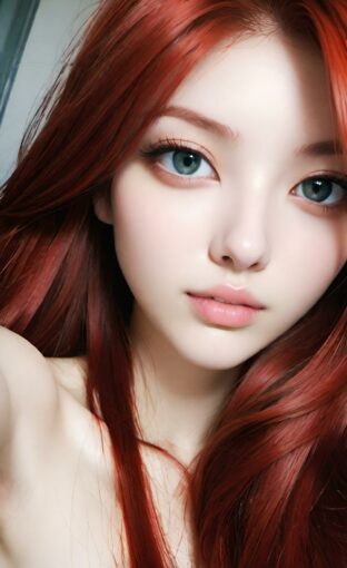 AI girl with red hair wallpaper