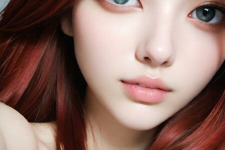 AI girl with red hair wallpaper