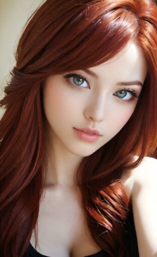 AI girl with red hair wallpaper