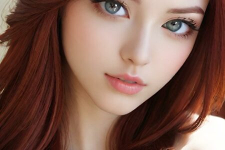 AI girl with red hair wallpaper