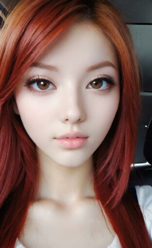 AI girl with red hair wallpaper