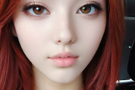 AI girl with red hair wallpaper