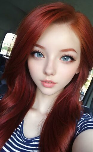 AI girl with red hair wallpaper
