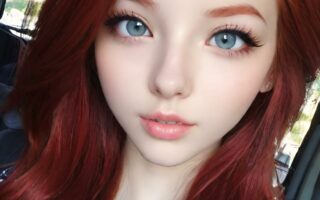 AI girl with red hair wallpaper