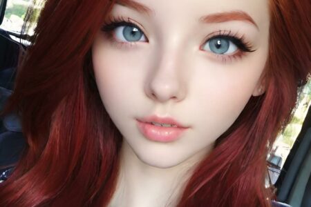 AI girl with red hair wallpaper