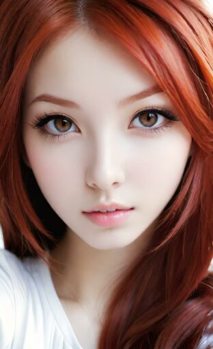 AI girl with red hair wallpaper