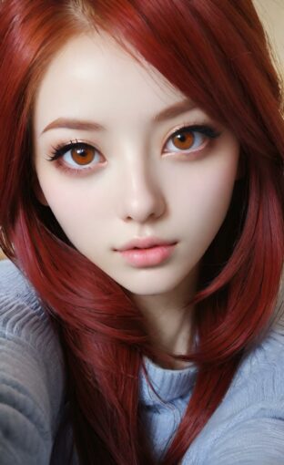 AI girl with red hair wallpaper