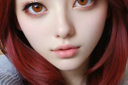 AI girl with red hair wallpaper