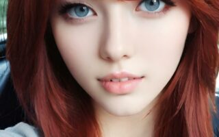AI girl with red hair wallpaper
