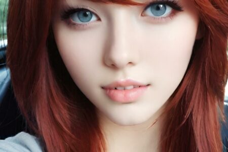 AI girl with red hair wallpaper
