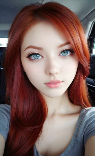 AI girl with red hair wallpaper