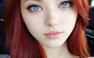 AI girl with red hair wallpaper