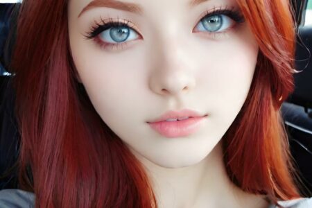 AI girl with red hair wallpaper