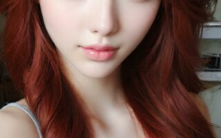 AI girl with red hair wallpaper