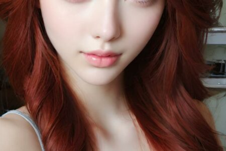 AI girl with red hair wallpaper