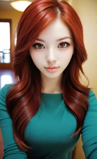 AI girl with red hair wallpaper