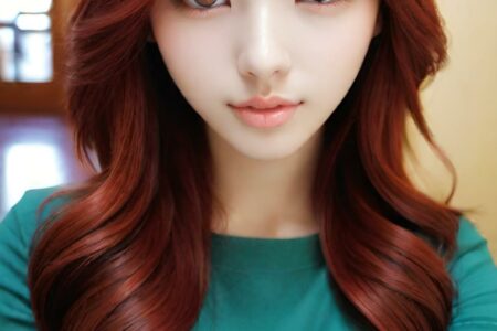 AI girl with red hair wallpaper