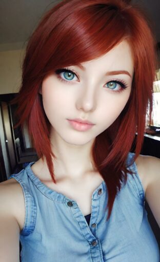 AI girl with red hair wallpaper