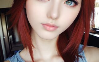 AI girl with red hair wallpaper