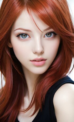 AI girl with red hair wallpaper
