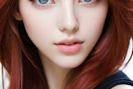 AI girl with red hair wallpaper