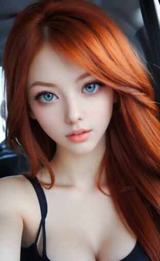 AI girl with red hair wallpaper
