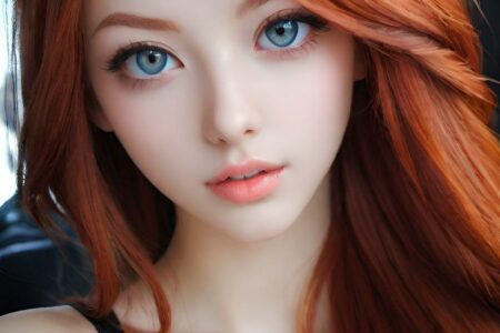 AI girl with red hair wallpaper