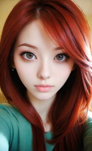 AI girl with red hair wallpaper
