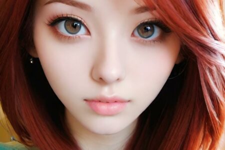AI girl with red hair wallpaper
