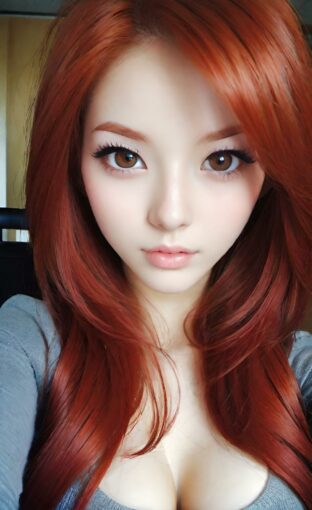 AI girl with red hair wallpaper