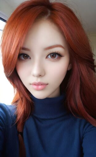 AI girl with red hair wallpaper